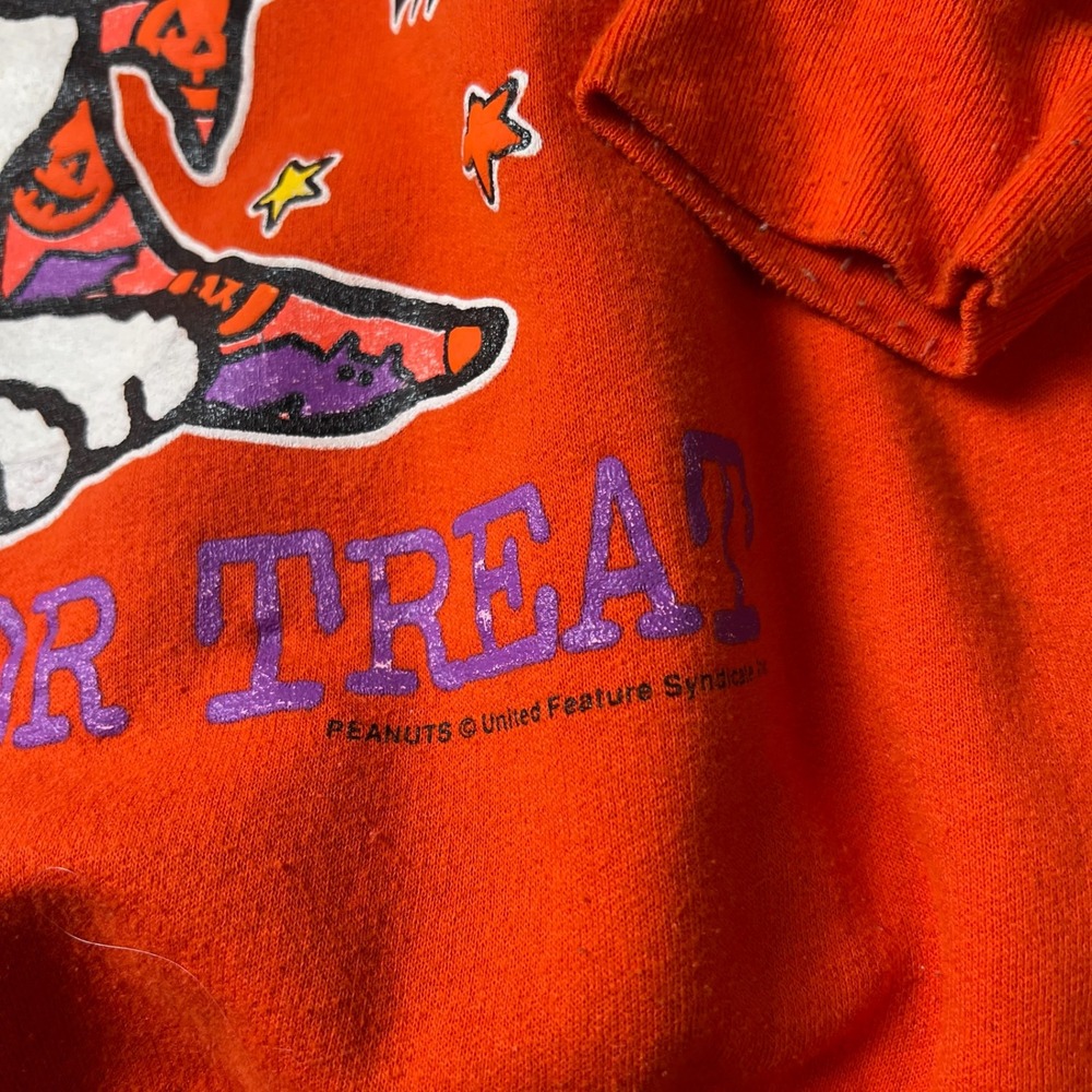 Peanuts Snoopy Sweatshirt Unisex Medium Orange Halloween Joe Cool Graphic 90s - Picture 3 of 10